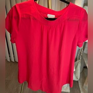 Red short sleeved blouse
